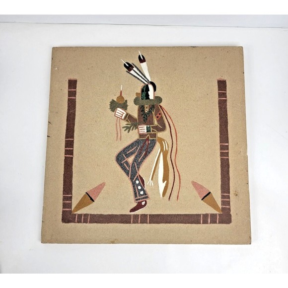 NAVAJO Native American Indian Sand Art Painting on Board Yei Bei Chai Dancer 12" - Picture 3 of 11